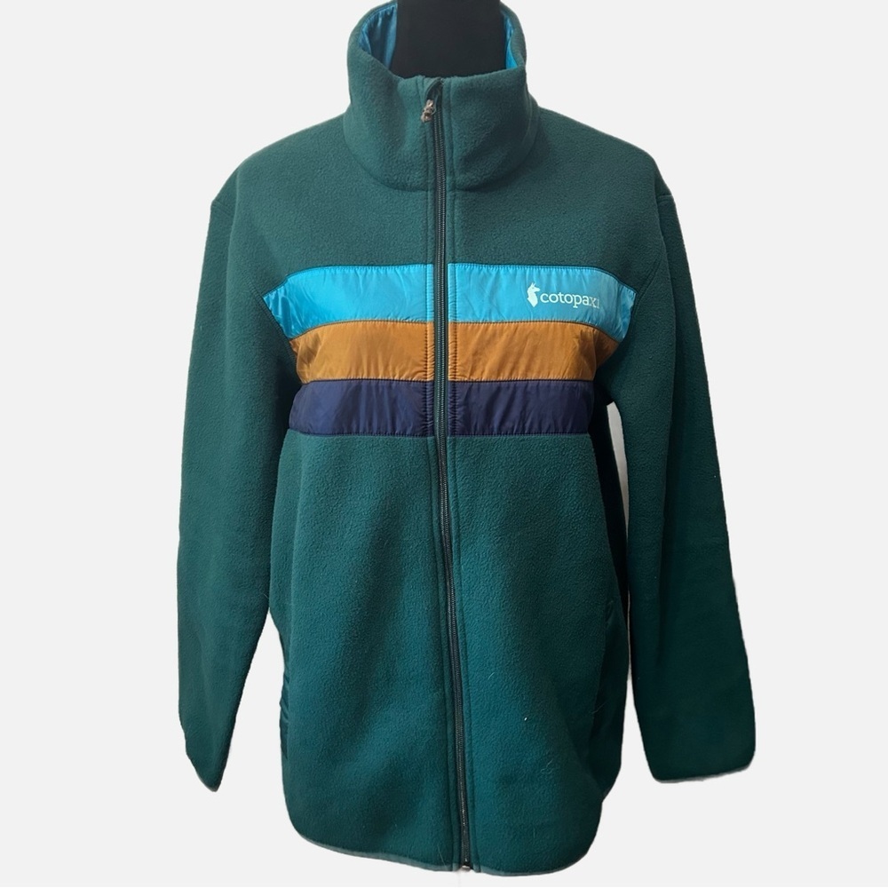 Cotopaxi Men’s Tecca Fleece Full Zip Jacket M/L Green Colorblock Hiking Outdoors